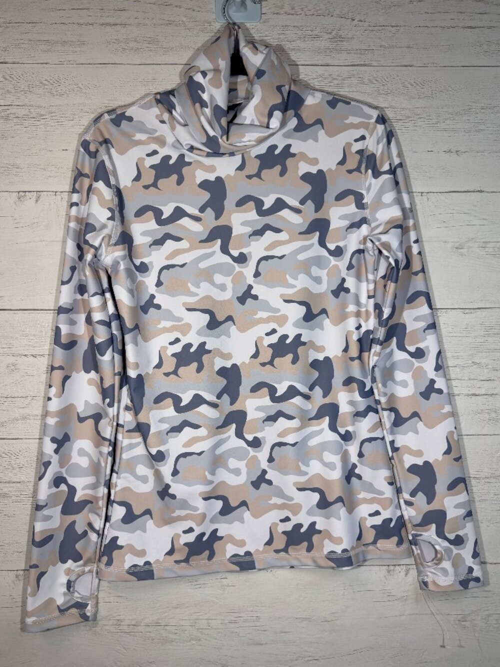 SKEA Bonnie Tall Neck Base Layer Top in White Camo